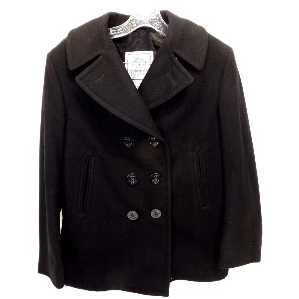 DSCP, Quarter Deck Collection Black Wool Navy Peacoat Anchor Buttons - Size 10R